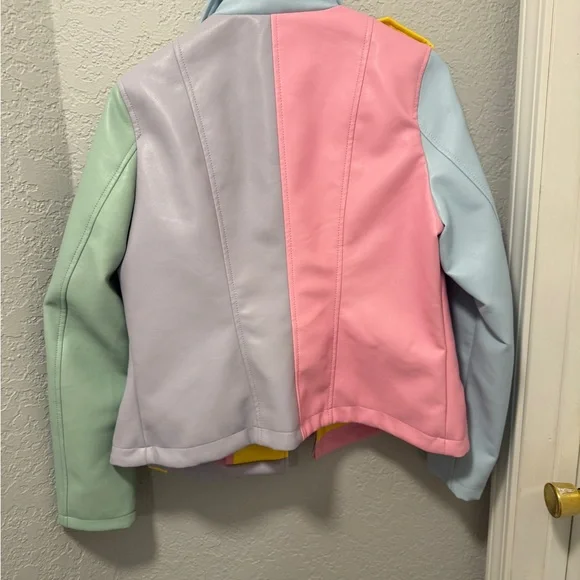 Colorful Patchwork Biker Jacket - Picture 2 of 2